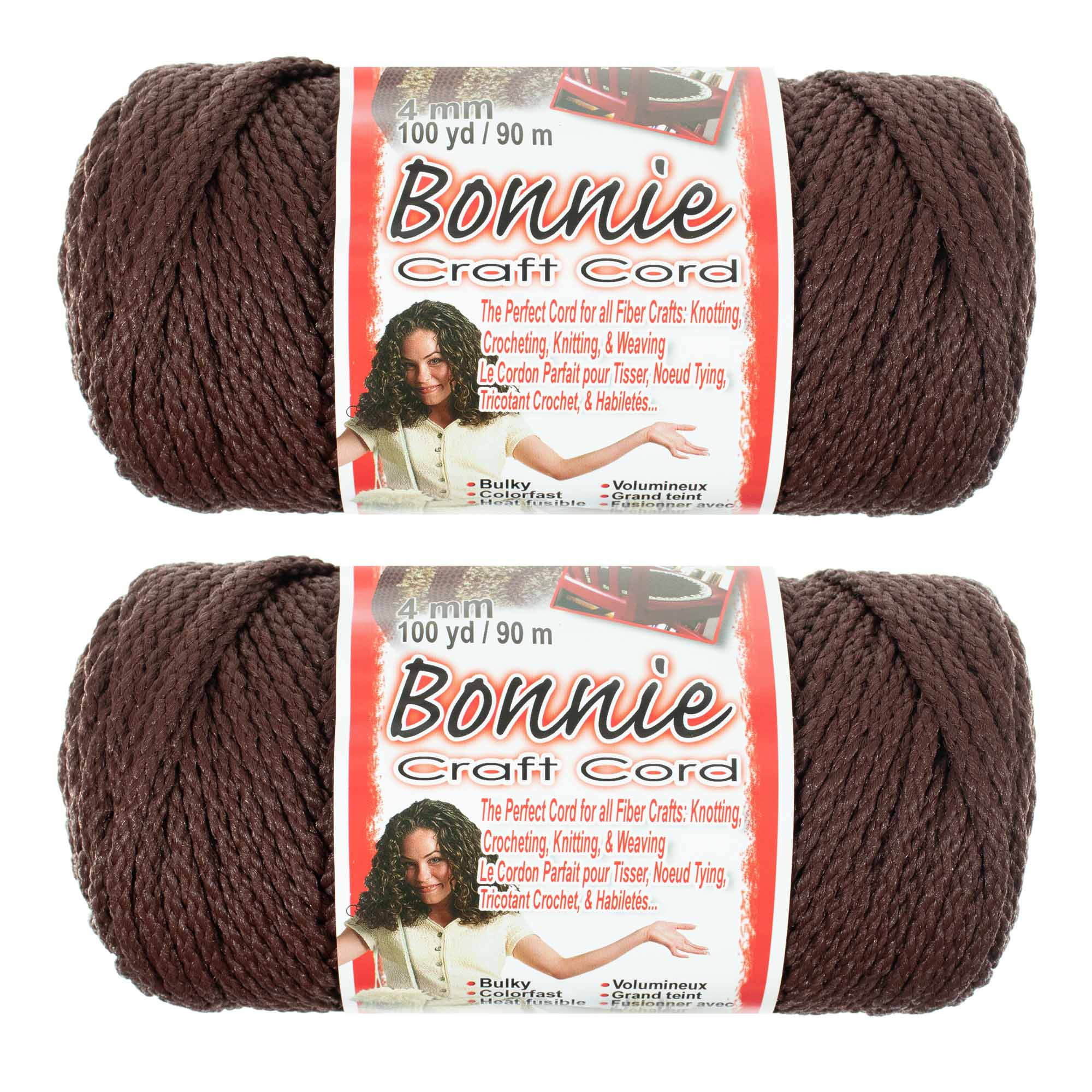 Craft County 2 Pack Bonnie Macrame Cord - 4mm - 100 yd Lengths - Various Colors