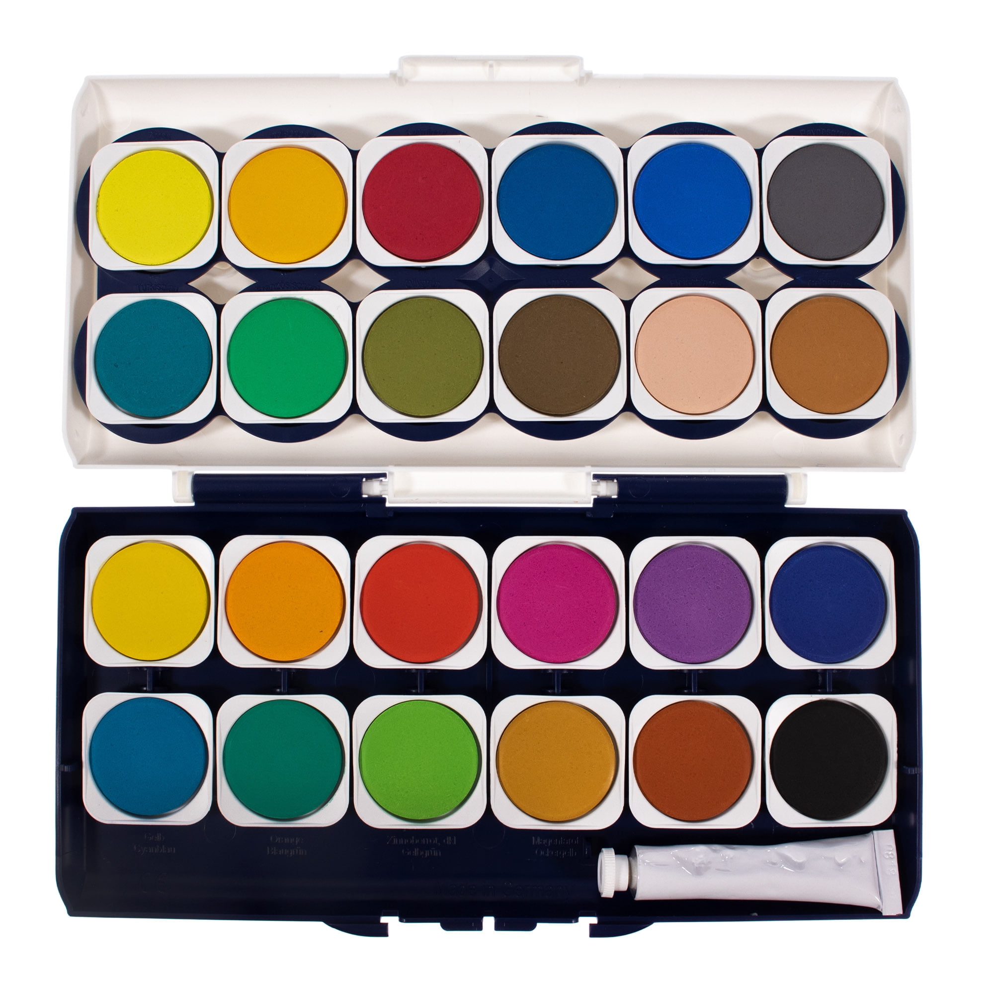 Craft County 24 Pack Watercolor Paint Set - Patterned Design Pads: Abstract & Nature Templates - Brush Landscapes, Portraits, & Still-life