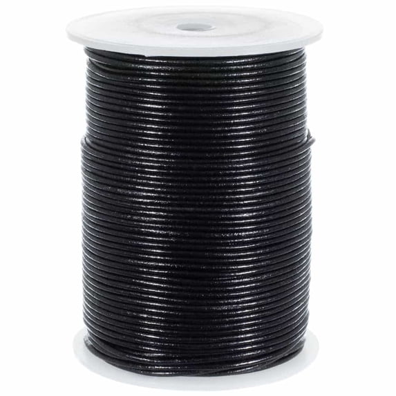 Craft County 2MM Round Leather Cord – 5, 10, 25 or 50 Yards or 328 feet – Various Colors