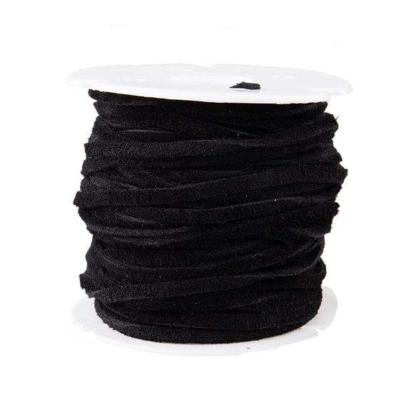 Craft County 3mm Suede Leather Cord for Necklaces, Bracelets, and DIY Crafts – Black (10 Yards)