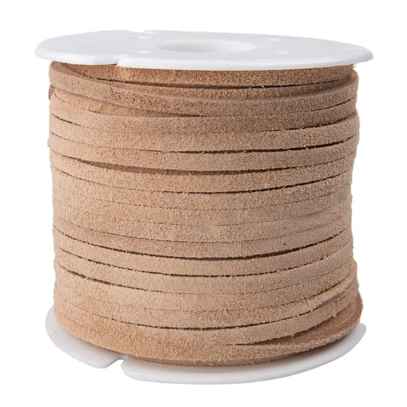 Craft County 3mm Suede Leather Cord for Necklaces, Bracelets, and DIY Crafts – Natural (10 Yards)