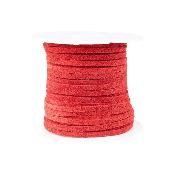 Craft County 3mm Suede Leather Cord for Necklaces, Bracelets, and DIY Crafts – Red (5 Yards)