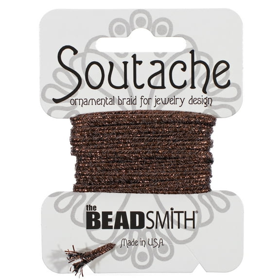 Craft County 3mm Textured Metallic Polyester Soutache Cord - 3-Yard Winder - Wide Range of Color Options - Stylish & Ideal for Jewelry Making, Ornamental Braiding, Beading and More