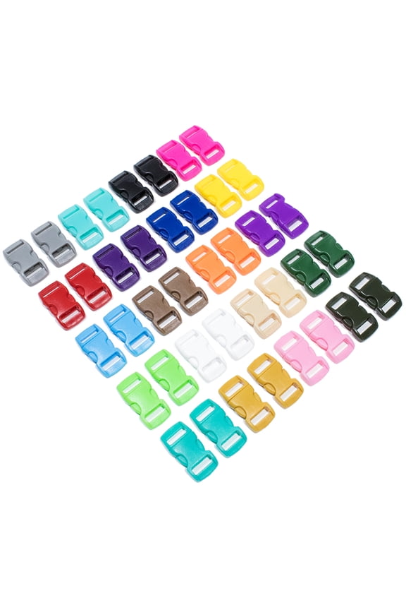 40PCS 3/8-inch Plastic Contoured Quick Side Release Buckles - 20 Colors - 2 of Each Color