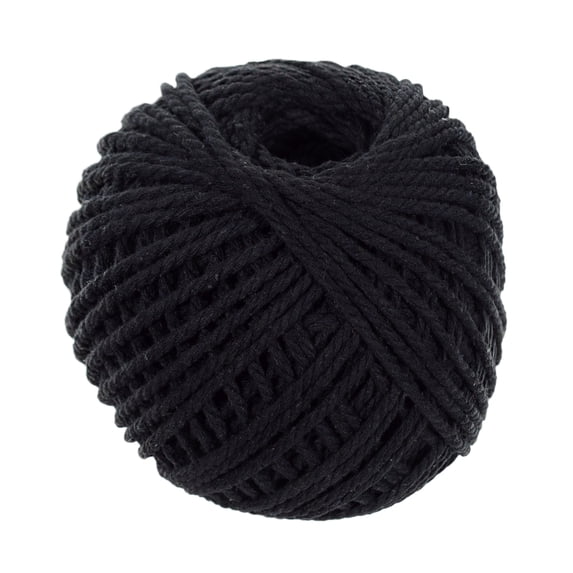 Craft County 50 Meter Skein of 4mm Diameter Crafting Cotton Rope in Black, Gray, Ivory, Light Pink, & Tan