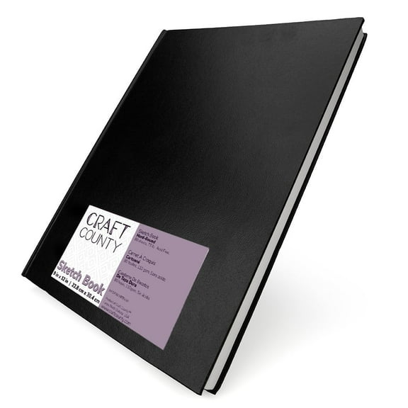 Craft County 9” x 12” Dry Media Sketchbook – Hard Bound Sketchbooks Holding 80 Sheets of Premium 75 lb. (110 GSM) Paper