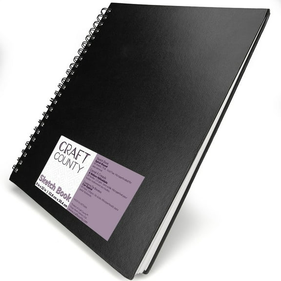 Craft County 9” x 12” Dry Media Sketchbook – Spiral Bound Sketchbooks Holding 80 Sheets of Premium 75 lb. (110 GSM) Paper