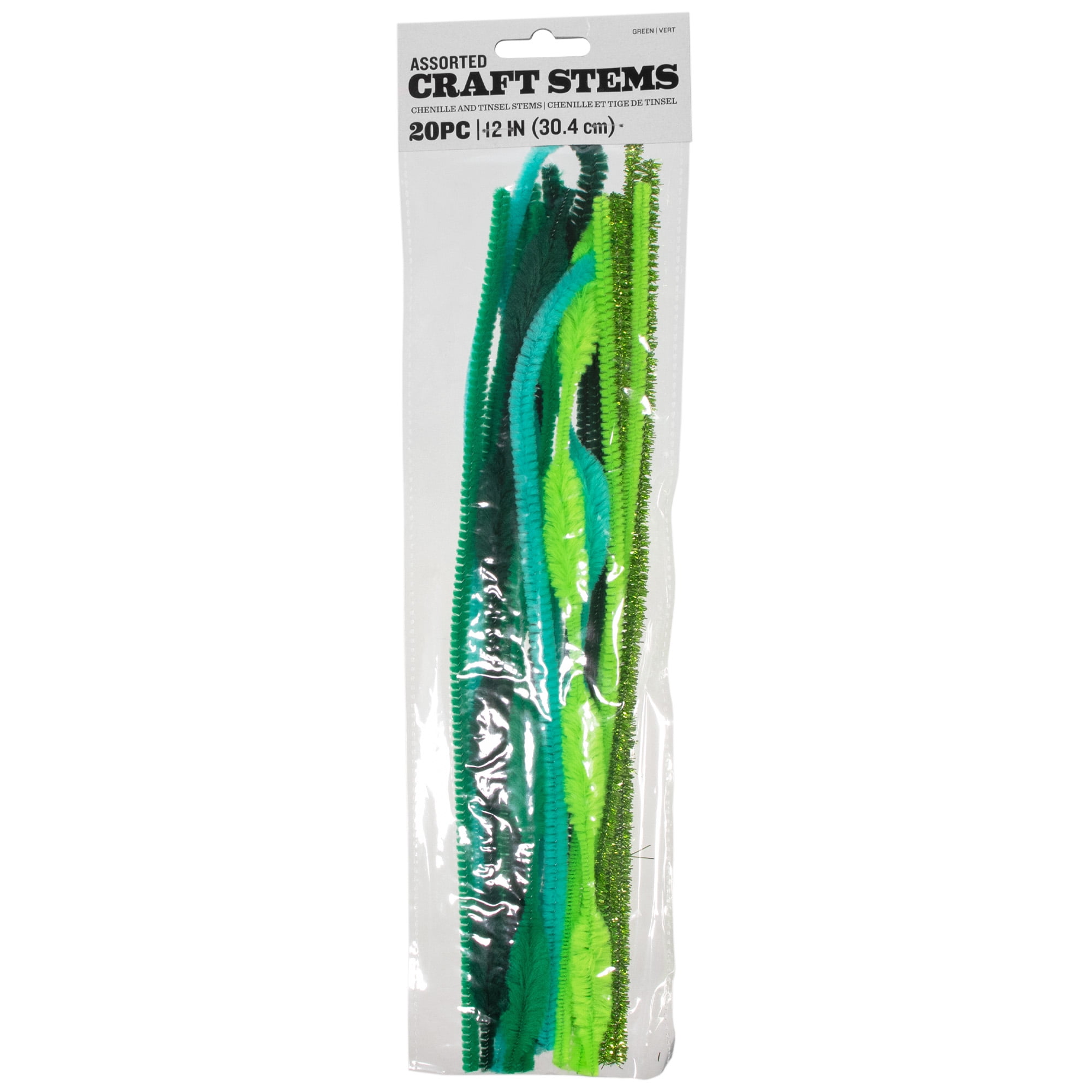 Craft County - Back 2 School - 20 Piece GREEN Pipe Cleaner DIY Décor, Activities, Projects – 12 Inches Long