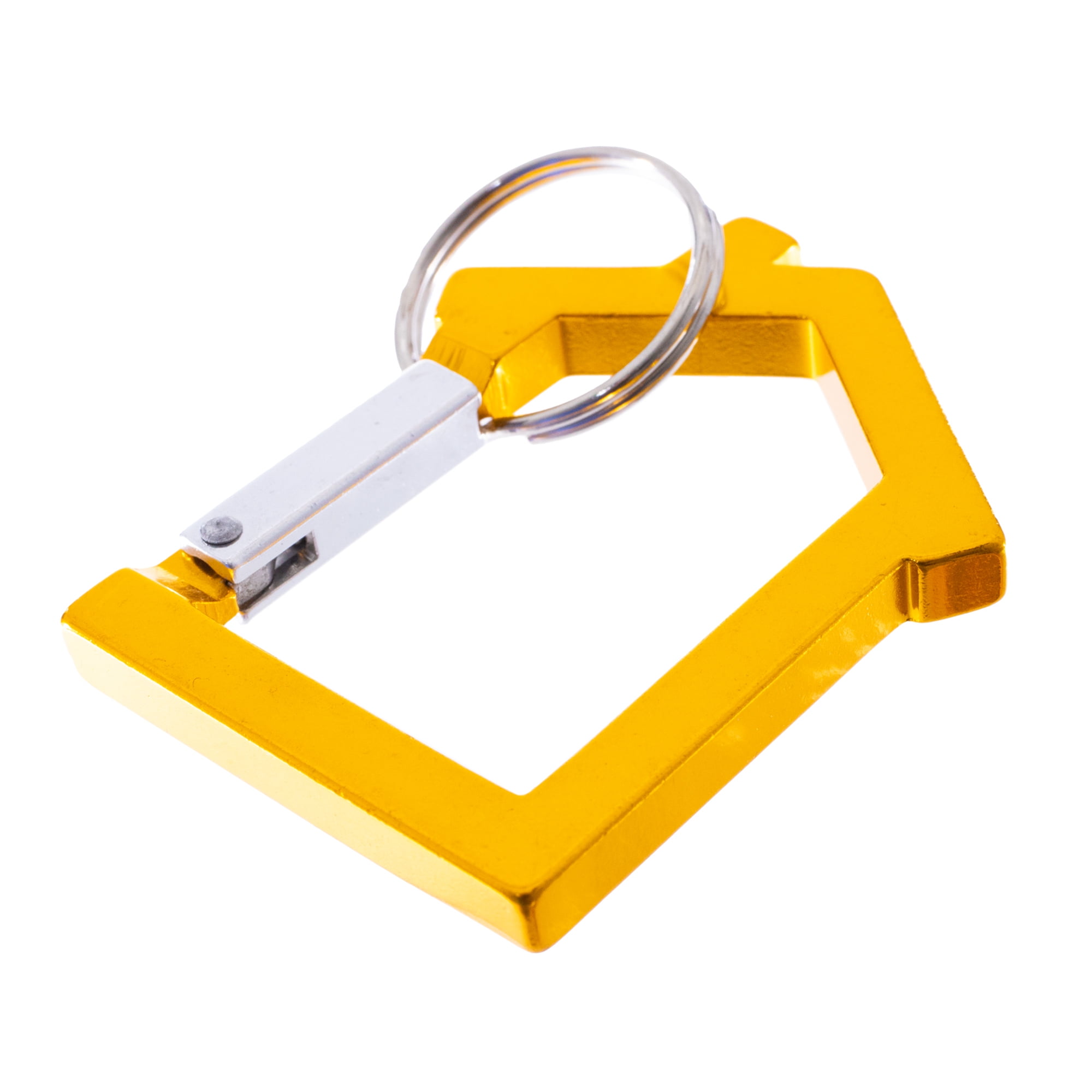 Craft County - Back 2 School - House Shaped Carabiner with Split Key Ring Colored Aluminum (Yellow, 10-Pack)