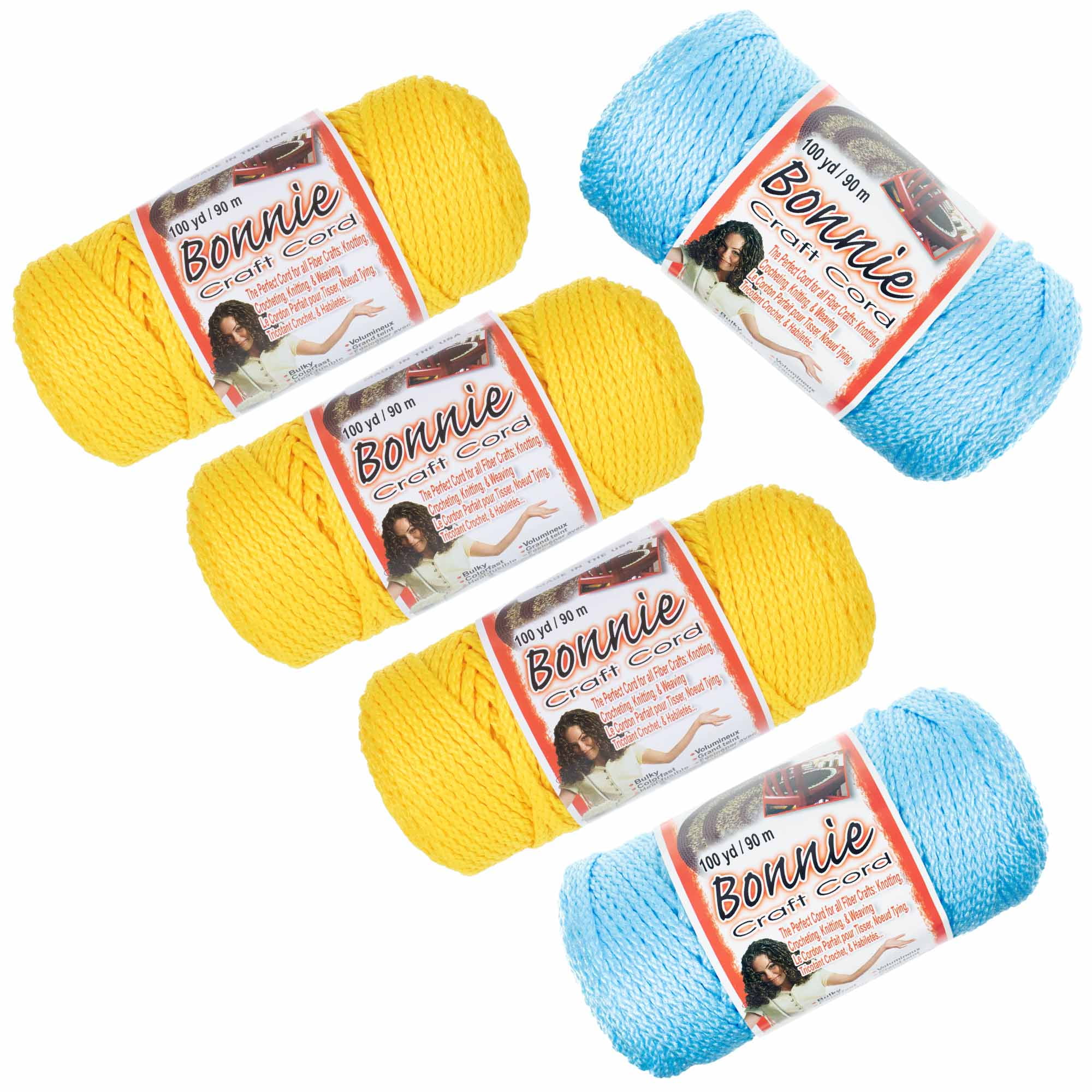 Craft County - Bonnie Macrame Cord - 4mm or 6mm - 5 Pack - 100 Yard Length - Variety of Color Combinations