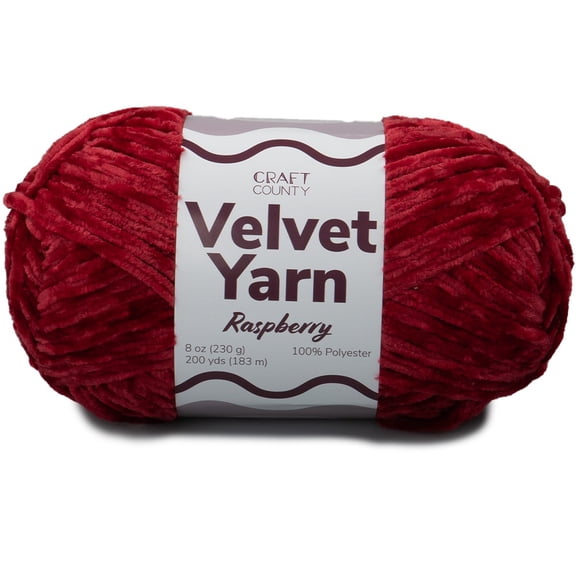 Craft County Bulky 5 Velvet Yarn – Super Soft Polyester Yarn for Blankets, Home Décor, and More! (Raspberry, 6 Pack)