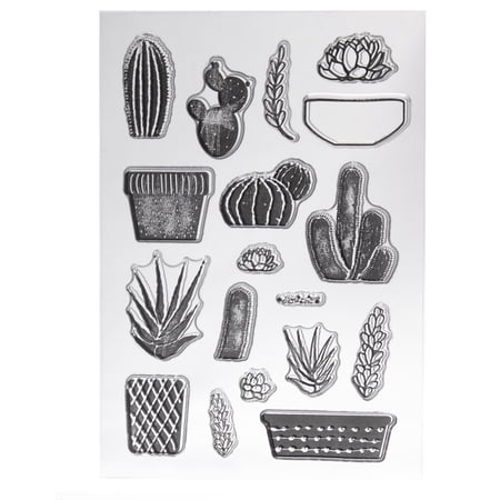 Craft County Cactus Silicone Seals – Transparent Stamps – Multiple Pack Designs and Sizes – DIY Arts and Craft Projects