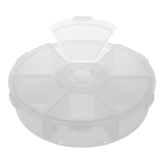 Craft County Clear Organizer Box - 6 Compartments - Made of Clear Plastic for Easy Identification - 4.3-Inch Diameter X 1.2-Inch Depth - Store Beads, Clasps, Buckles & More - Items not Included