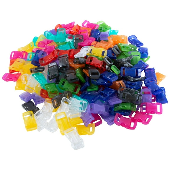 Craft County Contoured Side Release Buckles - Use with 3/8 Inch Webbings, Straps, Paracord Bracelets, and More - Assorted Variety of Color Options - Bulk Pack Options