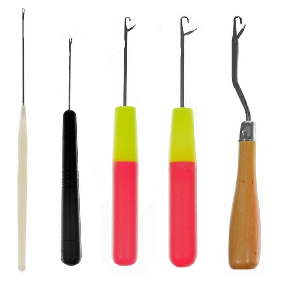 Craft County Crochet Latch Hooks with Wooden Handle and 4 Plastic Handles (5 Count)