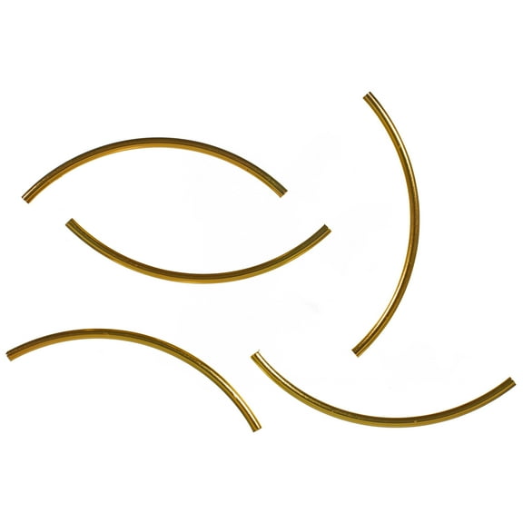 Craft County Curved Tube Beads - Metal Spacer Beads, Connectors, and Jewelry Findings - DIY Bracelet and Necklace Material - Many Finishes and Sizes Available