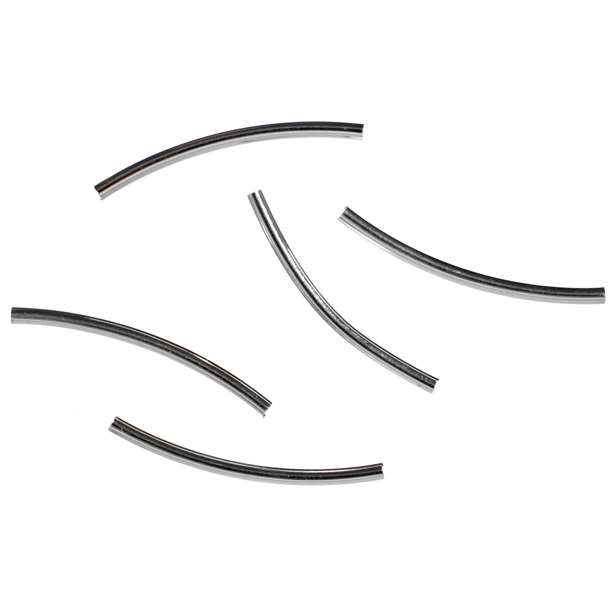 Craft County Curved Tube Beads - Metal Spacer Beads, Connectors, and Jewelry Findings - DIY Bracelet and Necklace Material - Many Finishes and Sizes Available