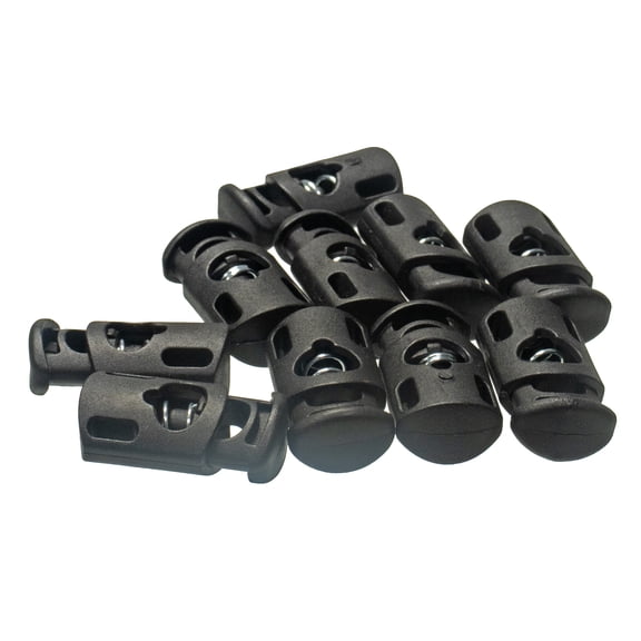 Craft County Dual-Slot Single-Hole Spring Cord Locks - 10 PCs Black Toggle Cord Sliders
