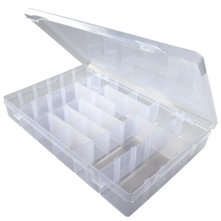 Craft County Clear White Plastic Embroidery Floss & Thread Organizer Box with 17 Compartments