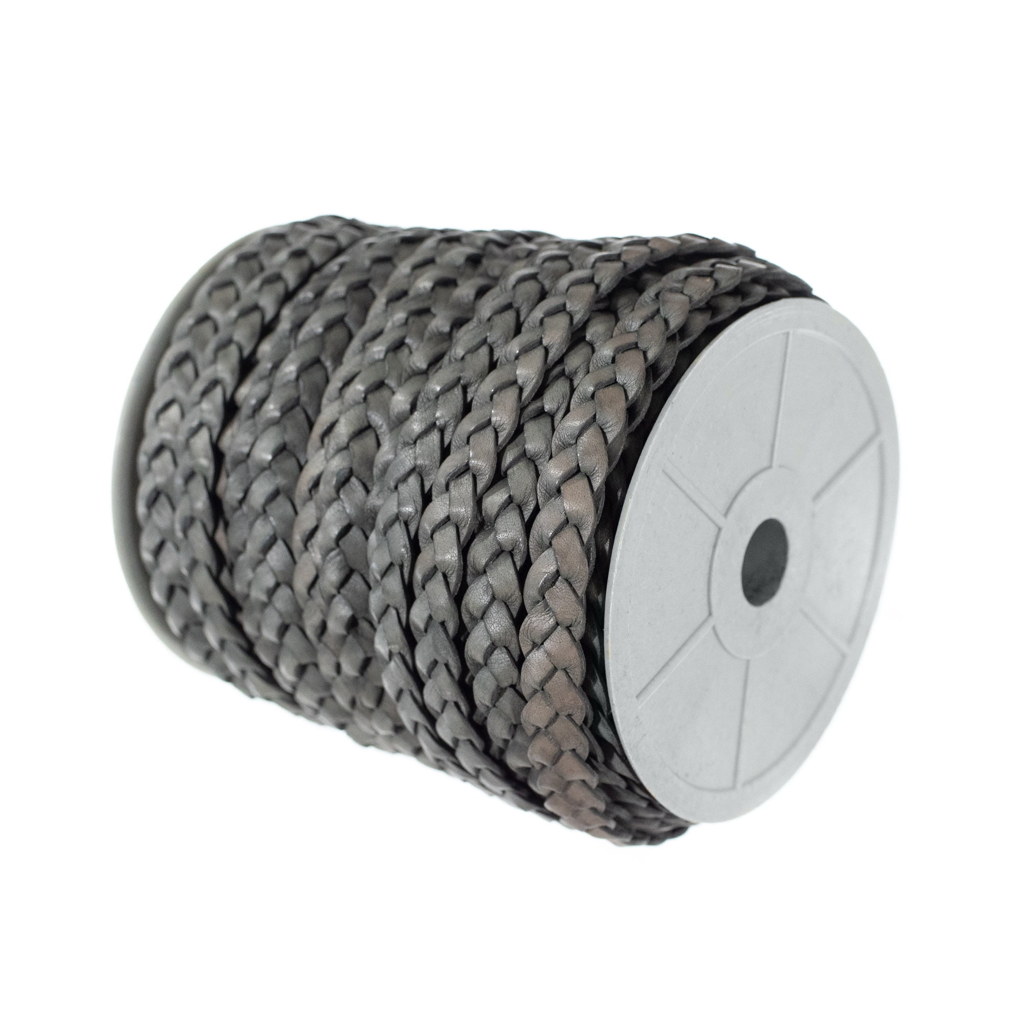 Craft County Flat Braided Leather Craft Cord - 5mm or 10mm Diameter - 5, 10, or 25 Yard Lengths - Make Jewelry, Bracelets, Necklaces, Belts, Pet Leashes and Other DIY Projects