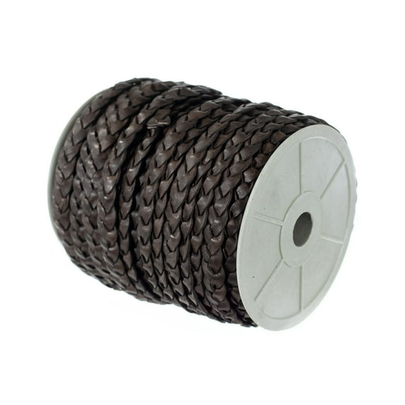 Craft County Flat Braided Leather Craft Cord - 5mm or 10mm Diameter - 5, 10, or 25 Yard Lengths - Make Jewelry, Bracelets, Necklaces, Belts, Pet Leashes and Other DIY Projects