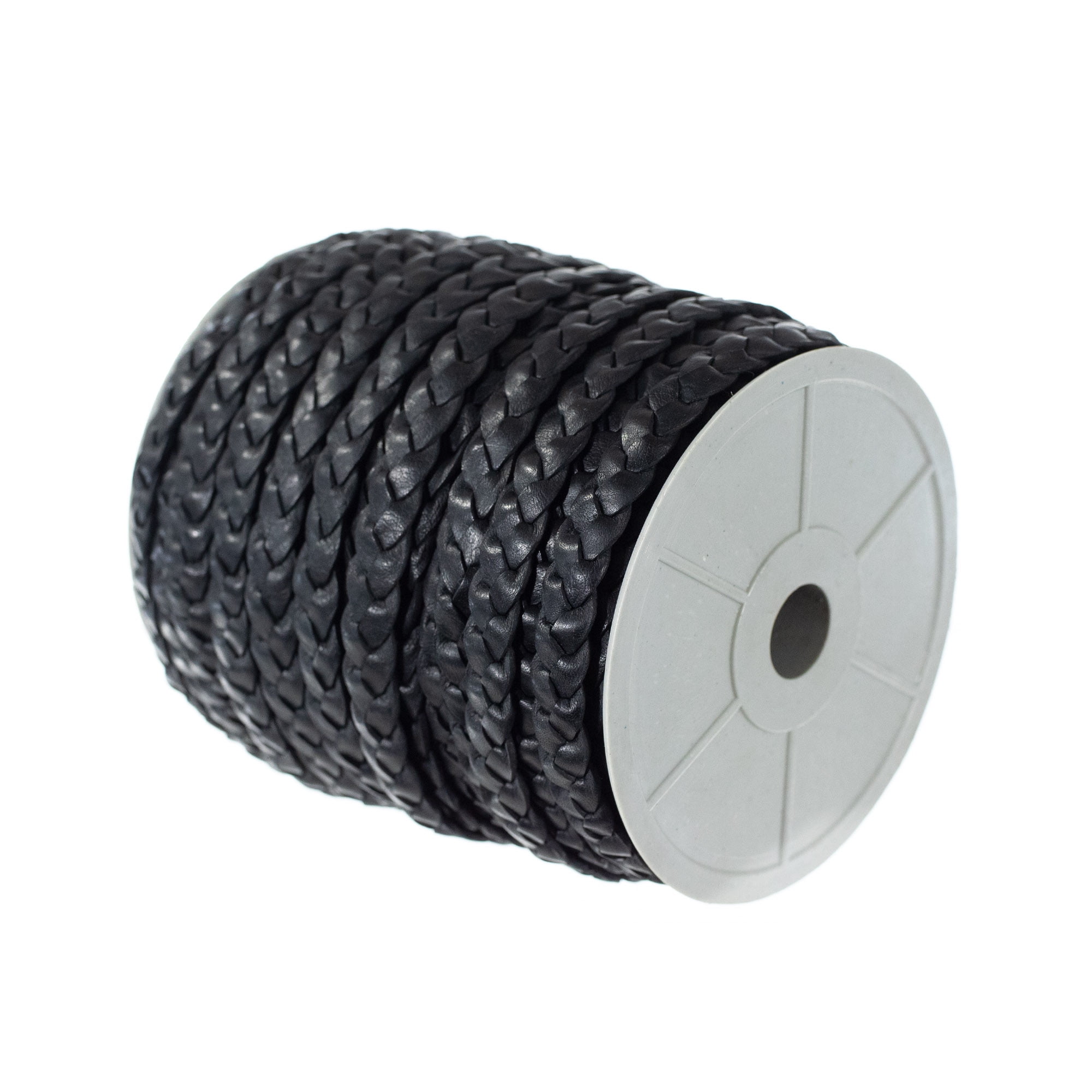 Craft County Flat Braided Leather Craft Cord - 5mm or 10mm Diameter - 5, 10, or 25 Yard Lengths - Make Jewelry, Bracelets, Necklaces, Belts, Pet Leashes and Other DIY Projects