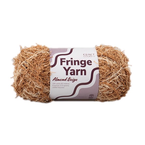 Craft County Fringe Yarn – Medium 4 Polyester Yarn for Scrubby Cloths, Personalized Gifts, and More! (Almond Beige, Single Pack)