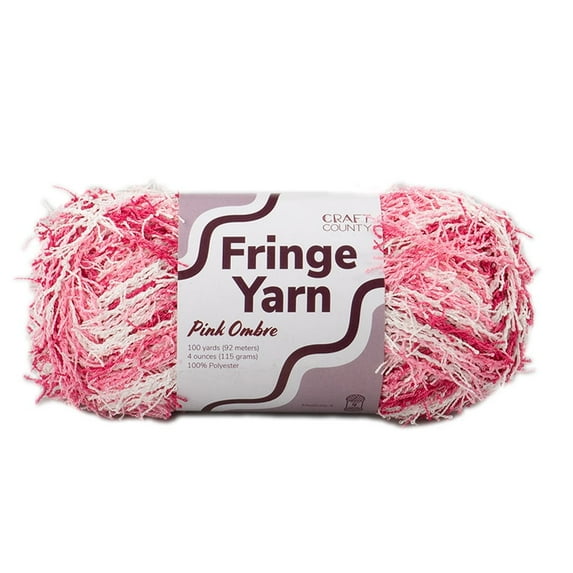Craft County Fringe Yarn – Medium 4 Polyester Yarn for Scrubby Cloths, Personalized Gifts, and More! (Pink Ombre, 5 Pack)