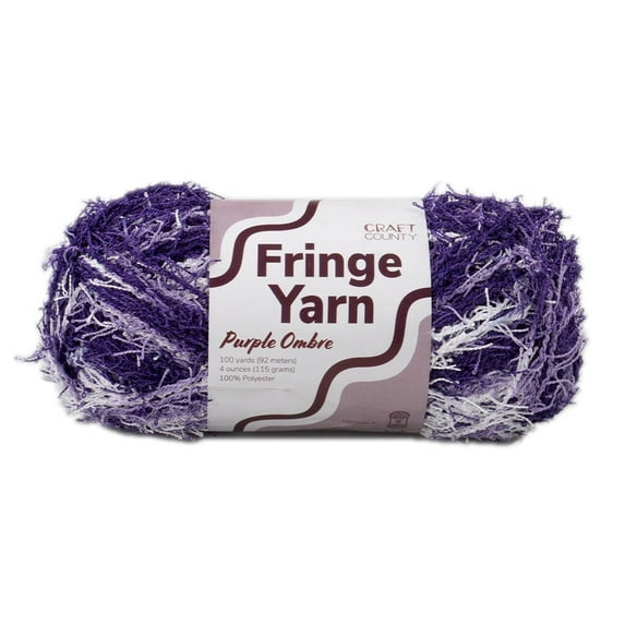 Craft County Fringe Yarn – Medium 4 Polyester Yarn for Scrubby Cloths, Personalized Gifts, and More! (Purple Ombre, Single Pack)