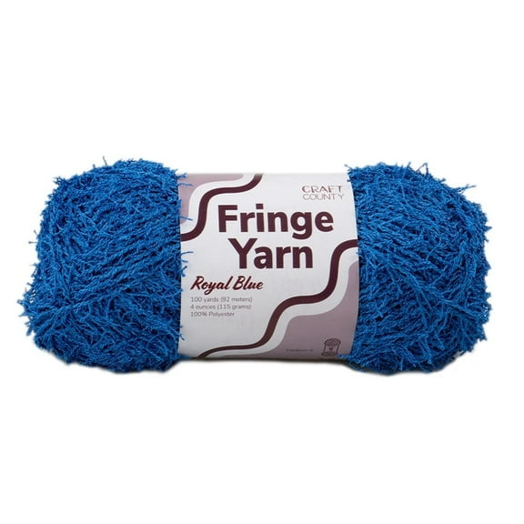 Craft County Fringe Yarn – Medium 4 Polyester Yarn for Scrubby Cloths, Personalized Gifts, and More! (Royal Blue, Single Pack)