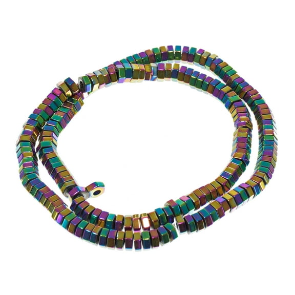 Craft County Hexagonal Spacer Beads - 15 Inch Strand of Natural Stone Hematite Beads for Jewelry Making