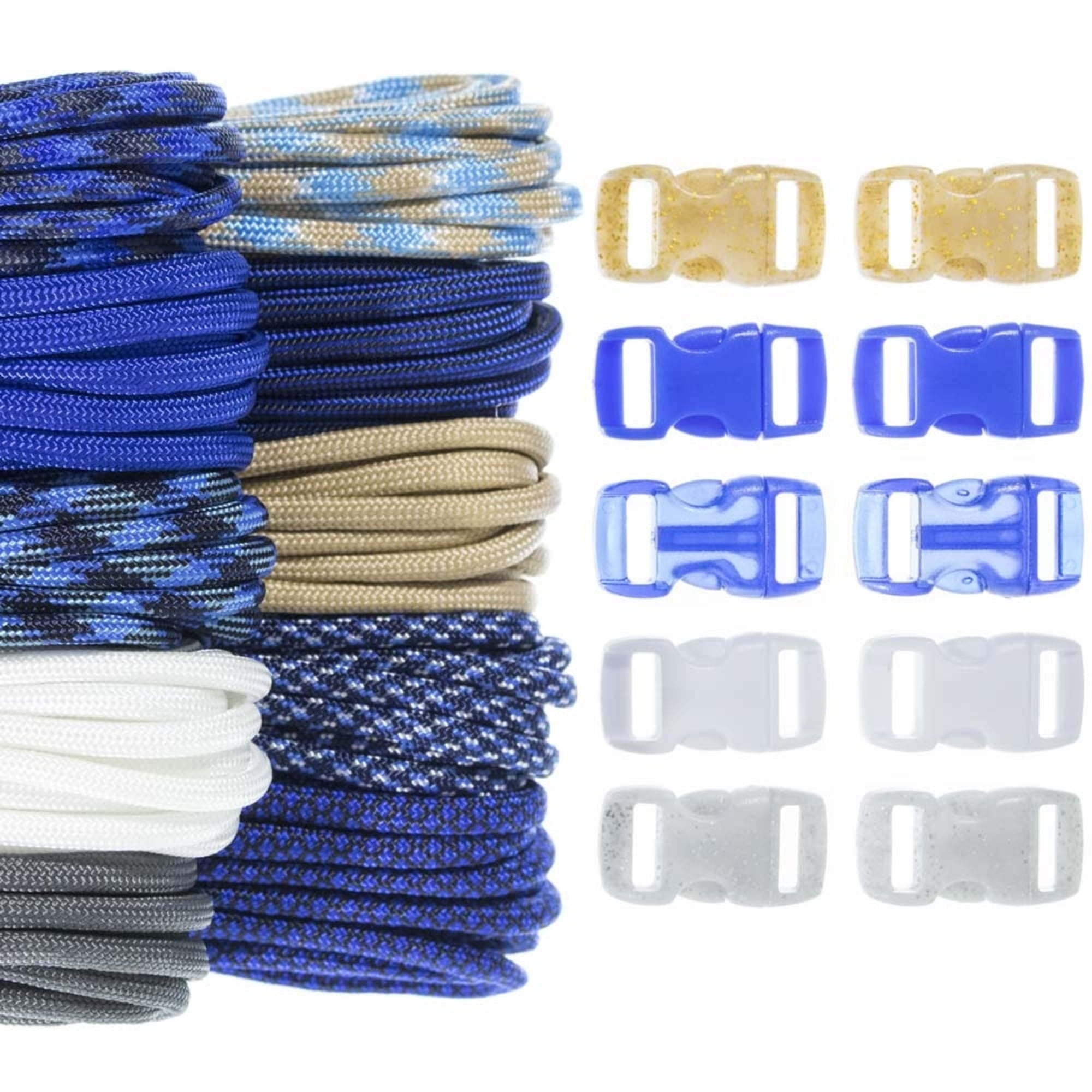 Craft County Kids 550 Paracord Crafting DIY Kits - 100 Feet of Paracord & 10 3/8" Buckles - Ideal for Arts & Crafts, Bracelets, Keychains, Lanyards