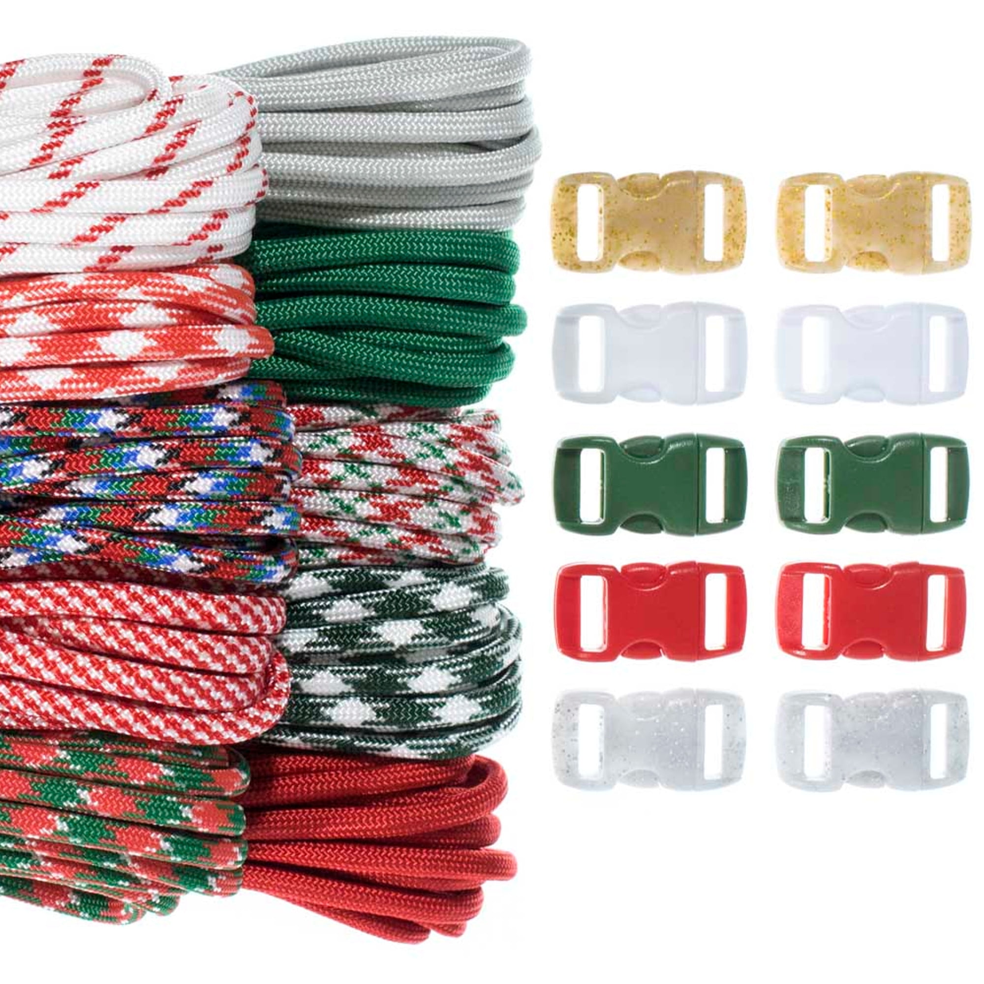 Craft County Kids 550 Paracord Crafting DIY Kits - 100 Feet of Paracord & 10 3/8" Buckles - Ideal for Arts & Crafts, Bracelets, Keychains, Lanyards