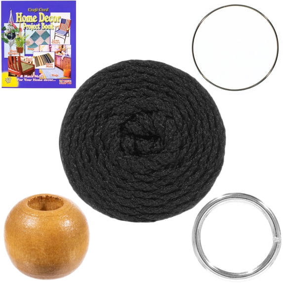 Craft County Macrame Plant Hanger Kits - 100 YDS 4mm Bonnie Cord, 14-Pack of 16mm Round Wood Beads - Instructional Booklet Included - Makes One Custom Color 42-Inch-Long Plant Hanger