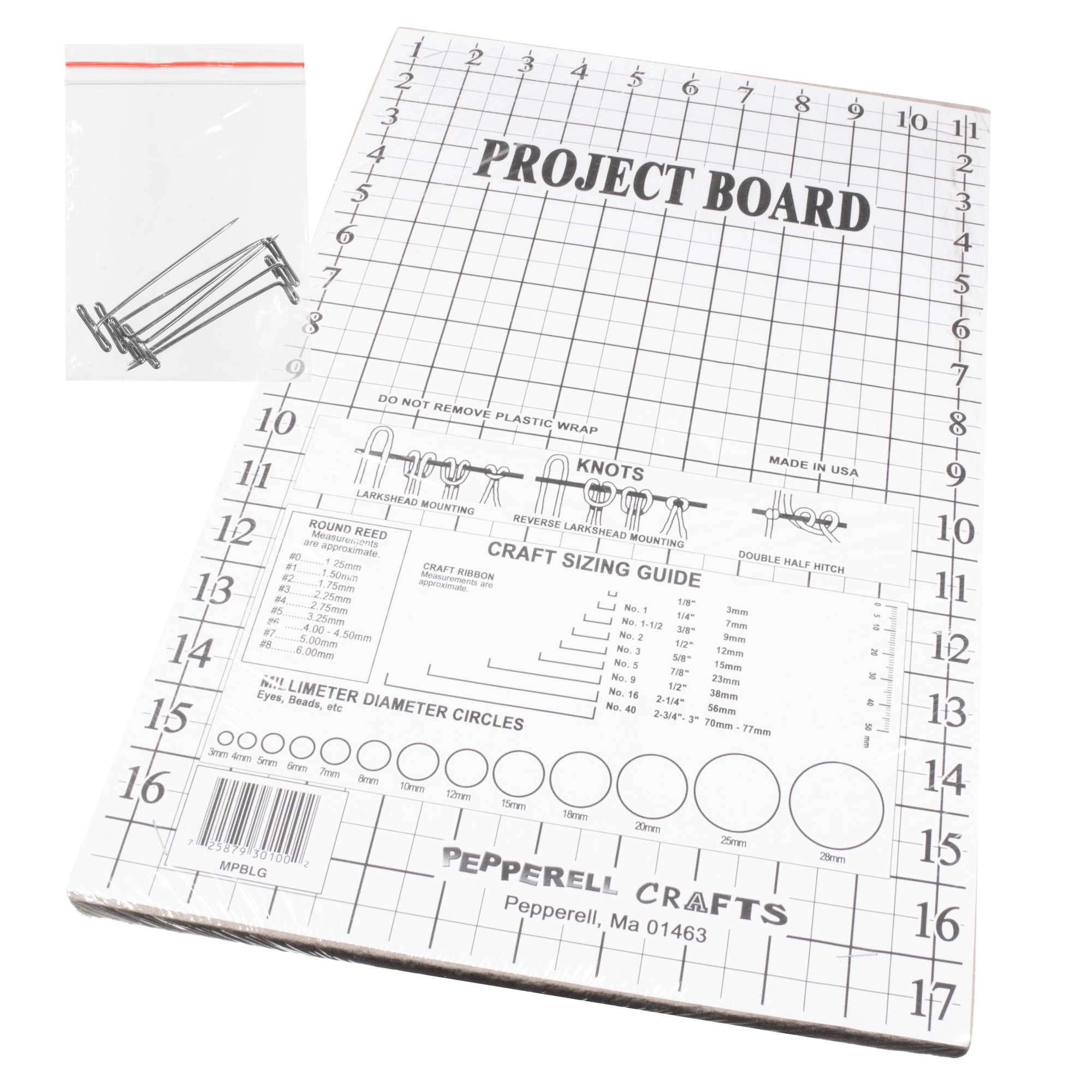 Craft County Macrame Project Board and Steel T-Pins Crafting Kit for Macrame Plant Hangers, Wall Hangings, and More