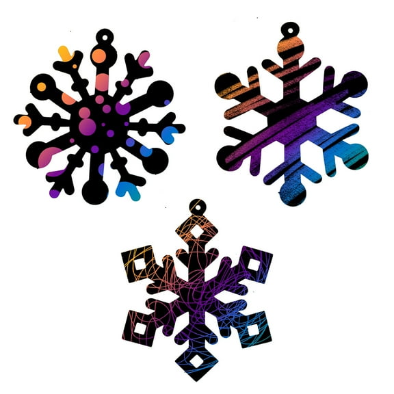 Craft County Magic Color Scratch Christmas Ornament | 7 Different Types | Ages 3+ | Easy & Fun Homemade Holiday Themed Art | Paper Hanging Supplies