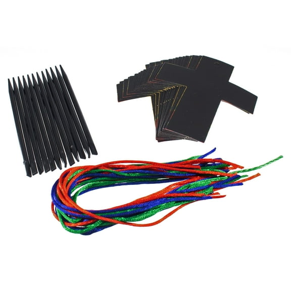 Craft County Magic Color Scratch Cross Projects - 24 Religious Ornament Pack with Ribbon and 12 Scratching Tools - Bright Paper Craft for Kids