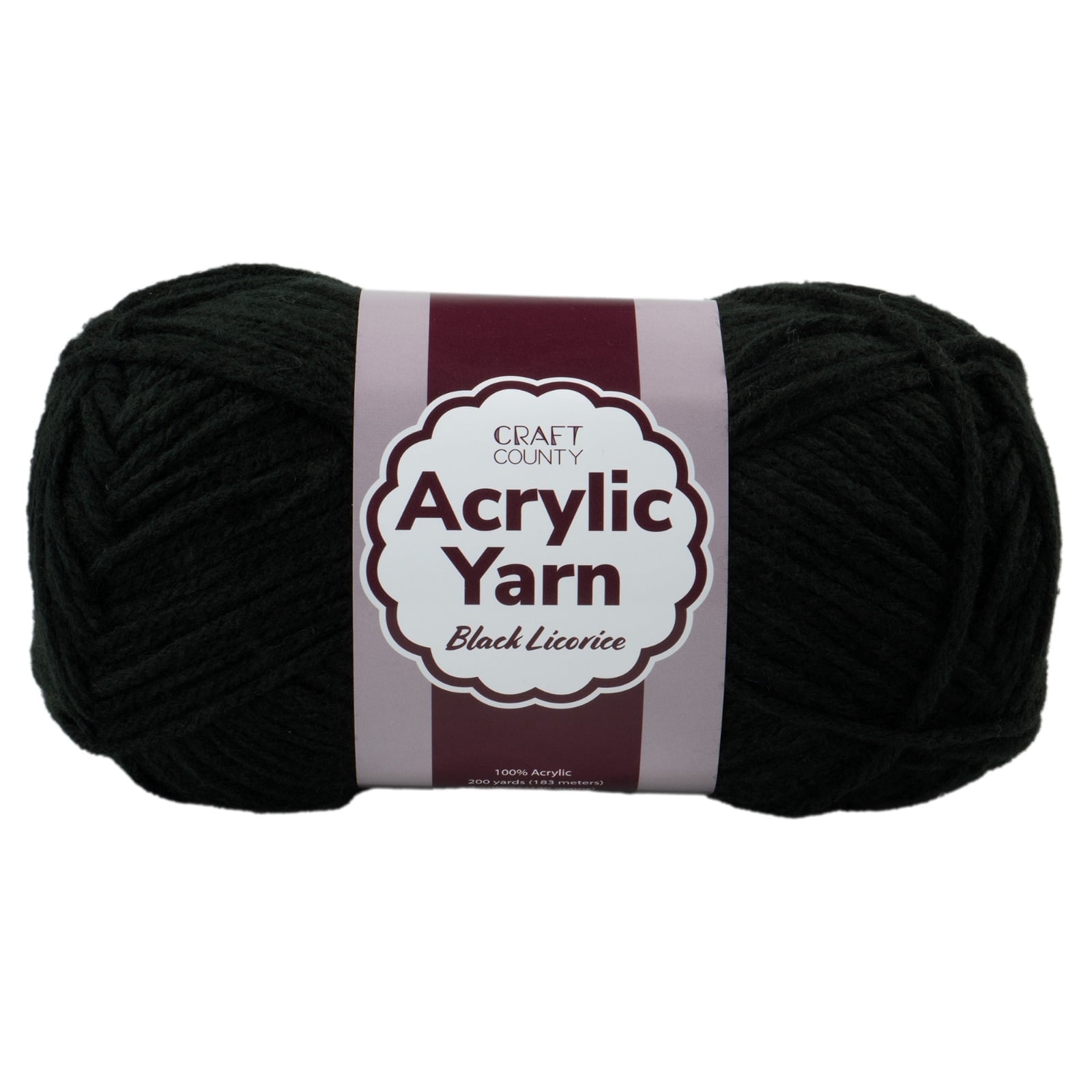 Craft County Medium 4 Acrylic Yarn – 200 Yards of Super Vibrant Yarn for Blankets, Scarves, Hats, & More! (Black Licorice, 3 Pack)