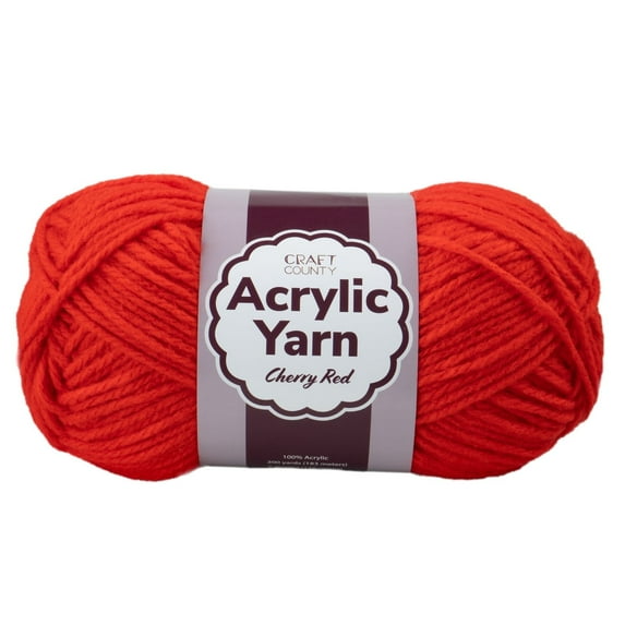 Craft County Medium 4 Acrylic Yarn – 200 Yards of Super Vibrant Yarn for Blankets, Scarves, Hats, & More! (Cherry Red, 12 Pack)