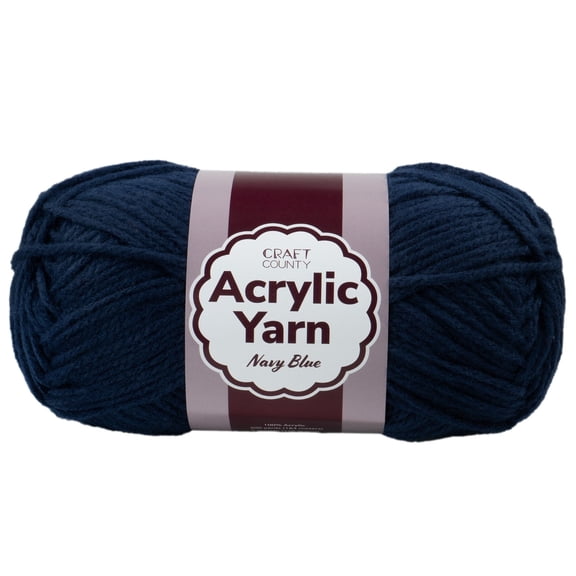 Craft County Medium 4 Acrylic Yarn – 200 Yards of Super Vibrant Yarn for Blankets, Scarves, Hats, & More! (Navy Blue, 3 Pack)