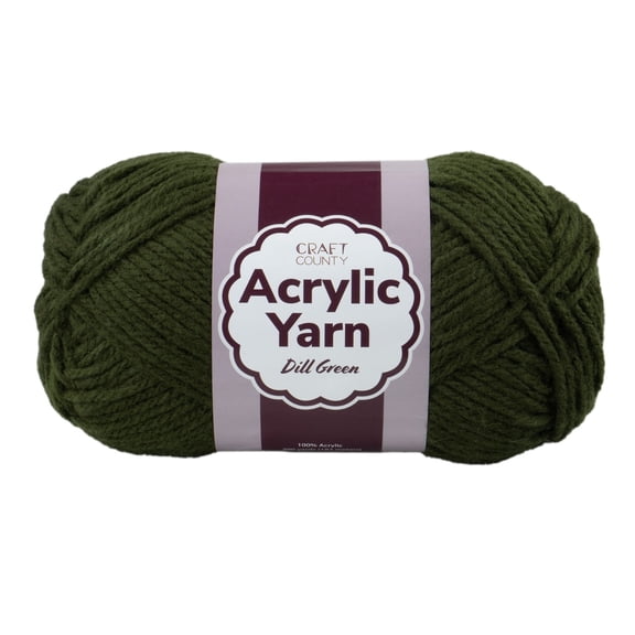 Craft County Medium 4 Acrylic Yarn – 200 Yards of Super Vibrant Yarn for Blankets, Scarves, Hats, & More! (Dill Green, Single Pack)