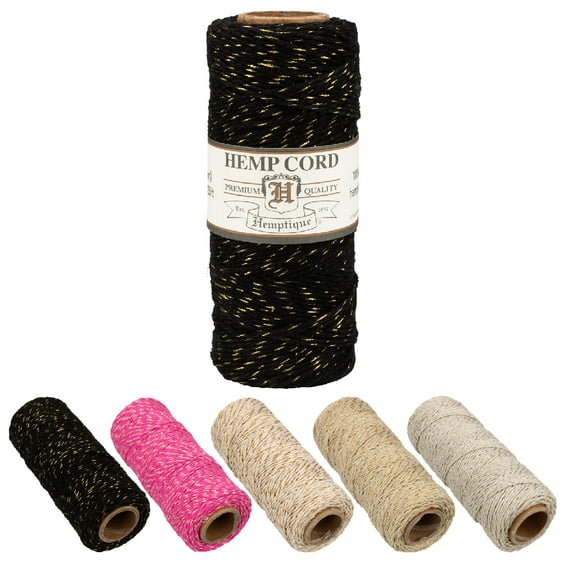 Craft County Metallic Hemp Cord – 200 ft Spool – Perfect for Macrame, Scrapbooking, Greeting Cards, Jewelry Making, and More!