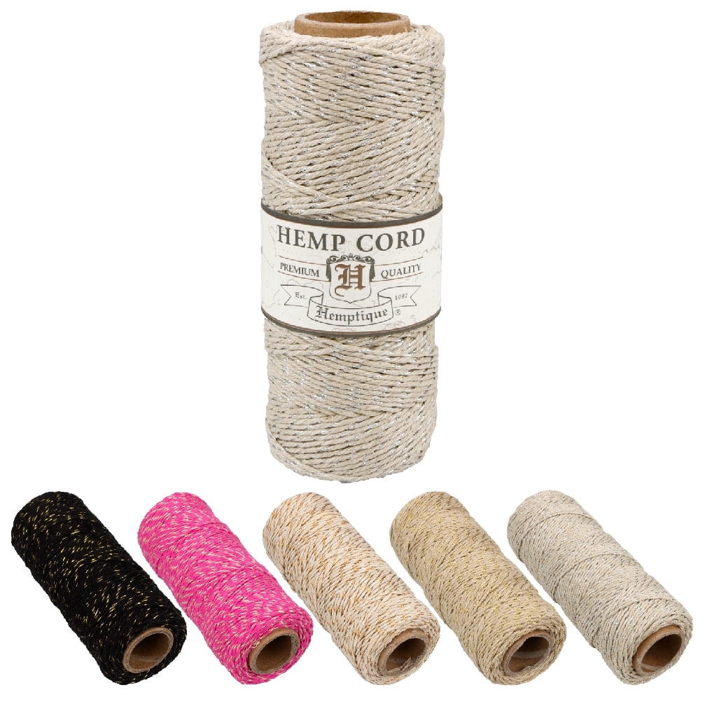 Craft County Metallic Hemp Cord – 200 ft Spool – Perfect for Macrame, Scrapbooking, Greeting Cards, Jewelry Making, and More!