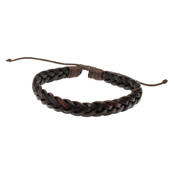 Craft County Natural Dyed Leather Bracelets – Multiple Colors – Double Pack, Flat Braid, or Round – Adjustable - Accessories