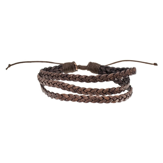 Craft County Natural Dyed Leather Bracelets – Multiple Colors – Double Pack, Flat Braid, or Round – Adjustable - Accessories
