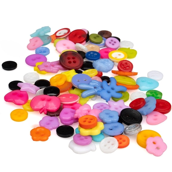 Craft County Plastic Buttons for DIY Projects – Crafting, Sewing, and Knitting – Cartoon (100 Pack)