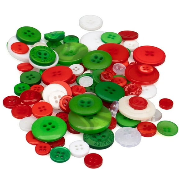 Craft County Plastic Buttons for DIY Projects – Crafting, Sewing, and Knitting – Holiday Tones (100 Pack)