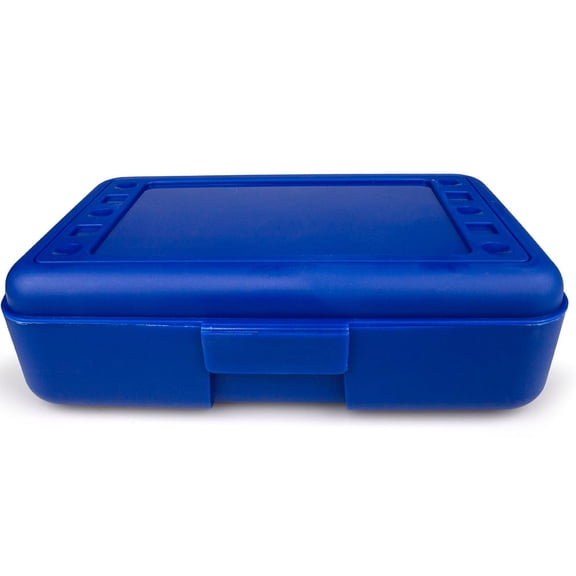 Craft County Plastic Pencil Boxes - 12 Vibrant Colors to Choose From - Blue