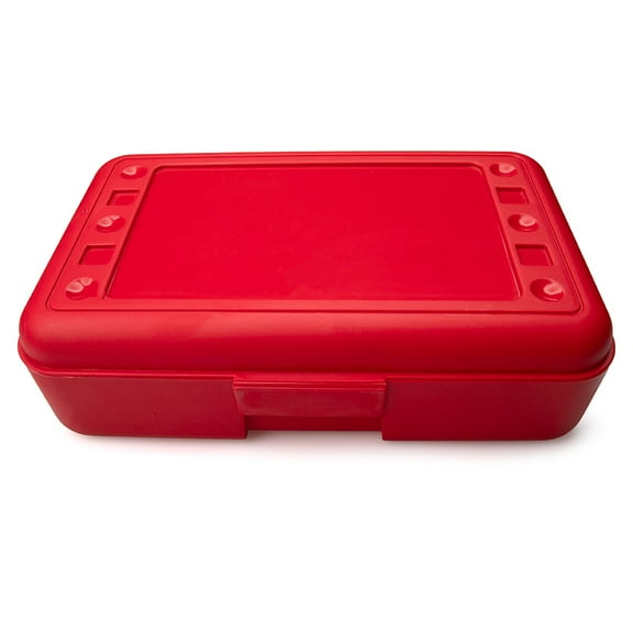 Craft County Plastic Pencil Boxes - 12 Vibrant Colors to Choose From - Red