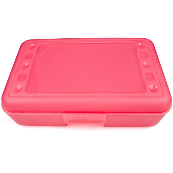 Craft County Plastic Pencil Boxes - 12 Vibrant Colors to Choose From - Strawberry
